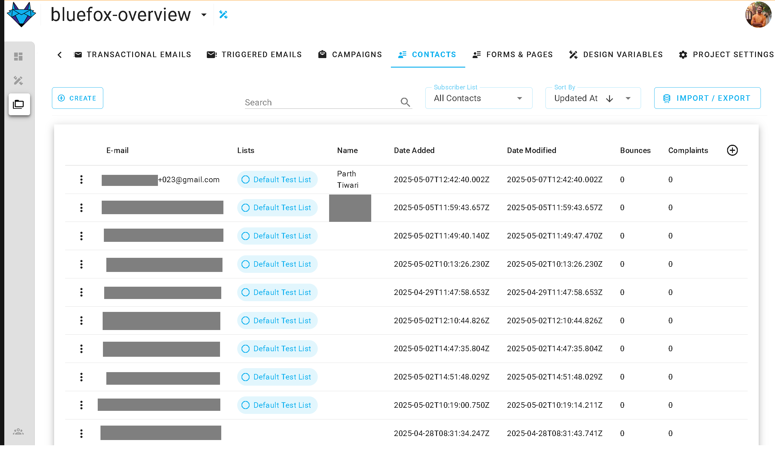 BlueFox Email's Contact Page