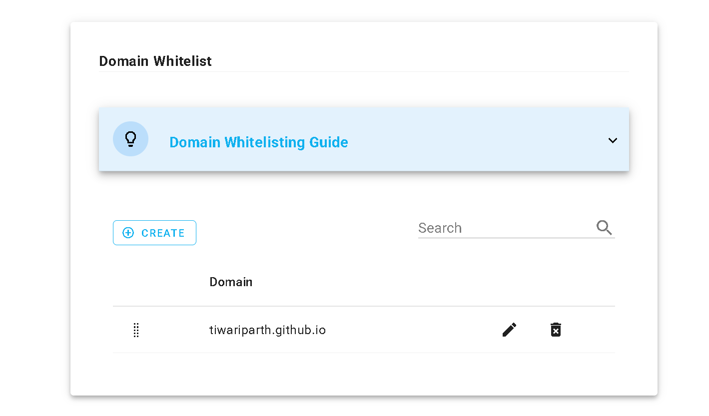 Domain whitelist settings